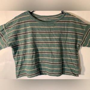 2 American Eagle XS striped crop tops .